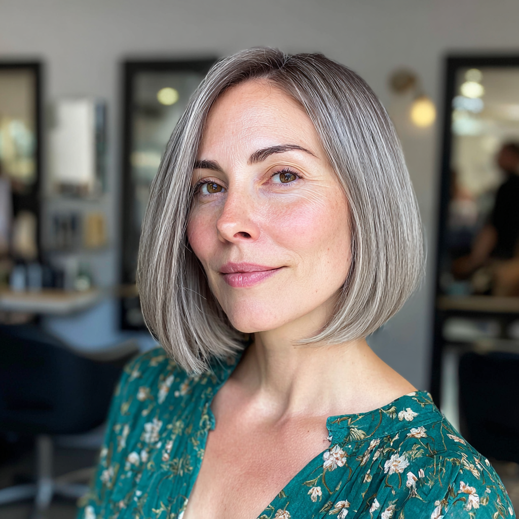 Modern Grey A-Line Bob with Subtle Volume