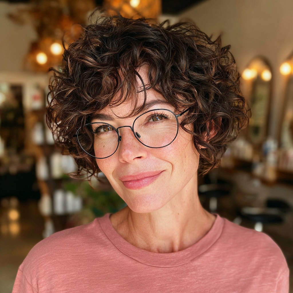 Playful Curly Pixie with Soft Layers