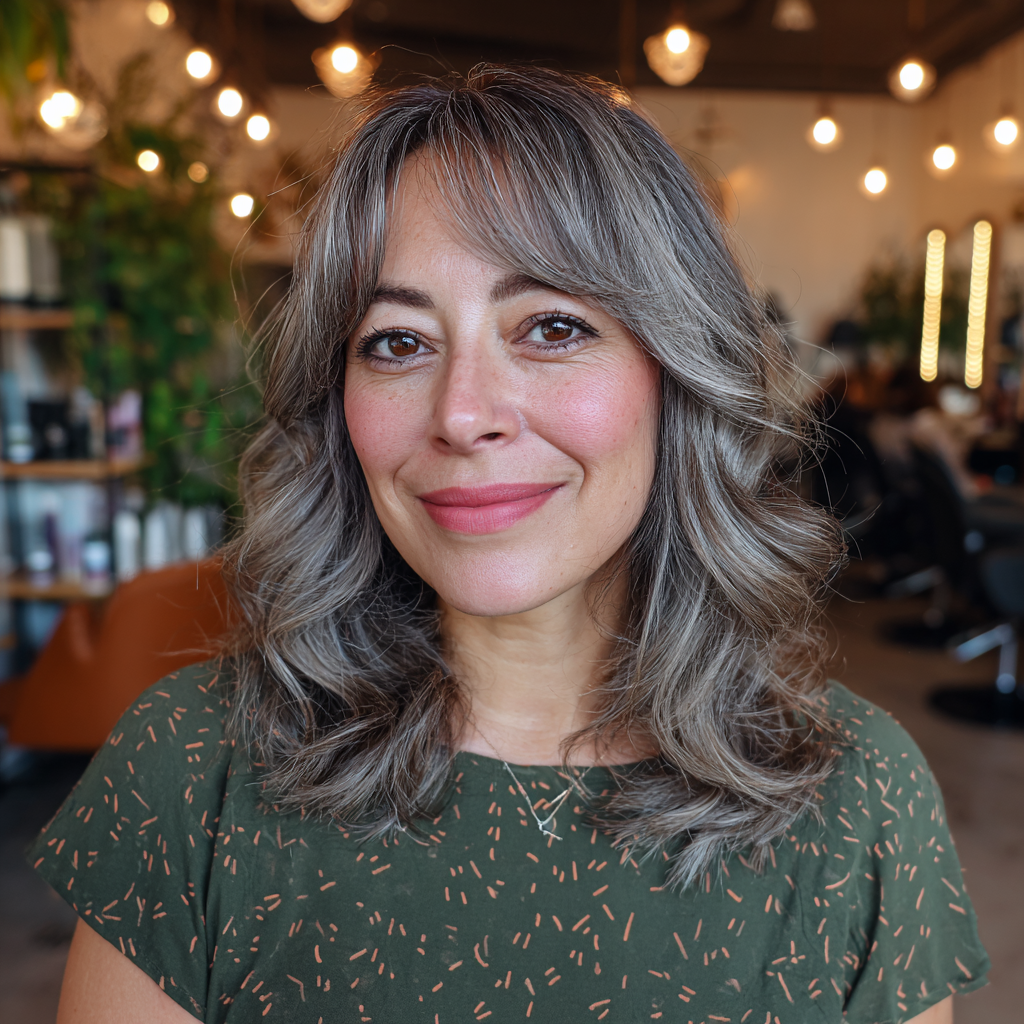 Softly Textured Mid-Length Haircut with Gentle Waves