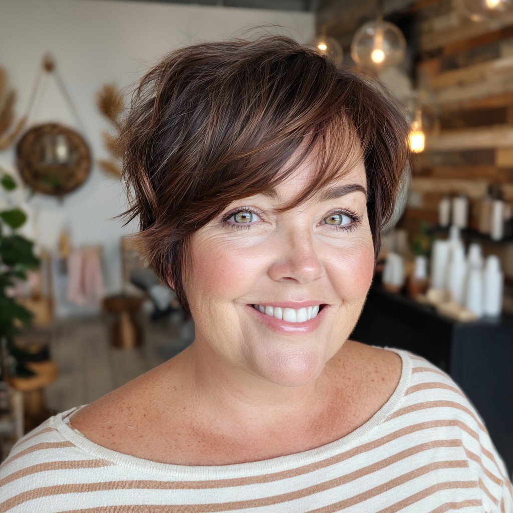 Stylish Layered Pixie with Soft Side-Swept Bangs