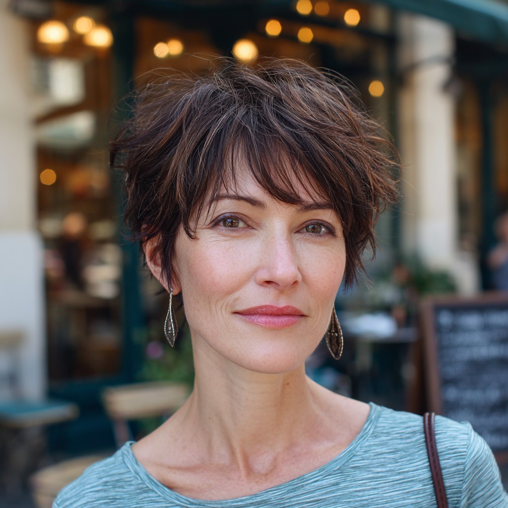 Textured Layered Pixie with Soft Bangs