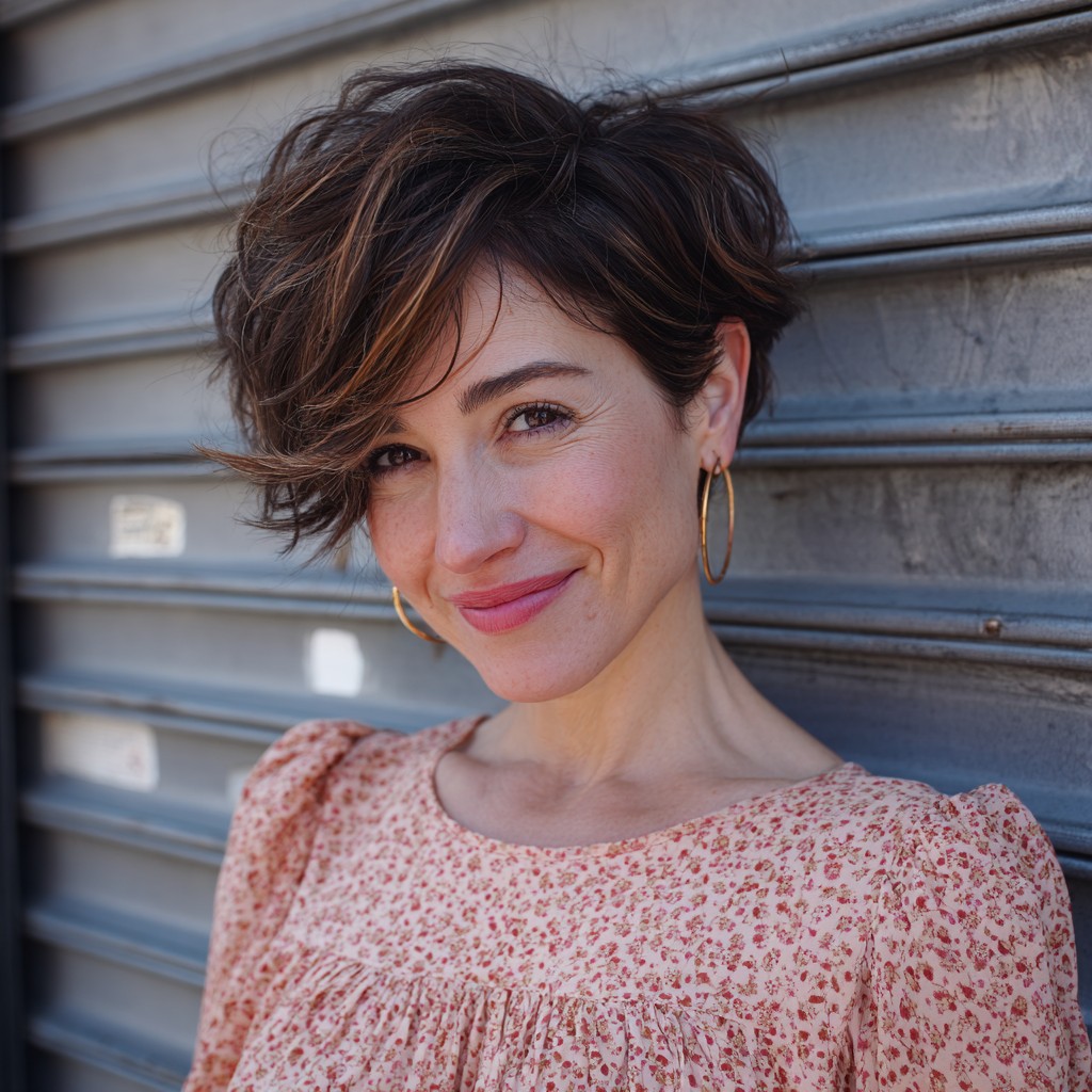 Textured Layered Pixie with Soft Face-Framing Waves
