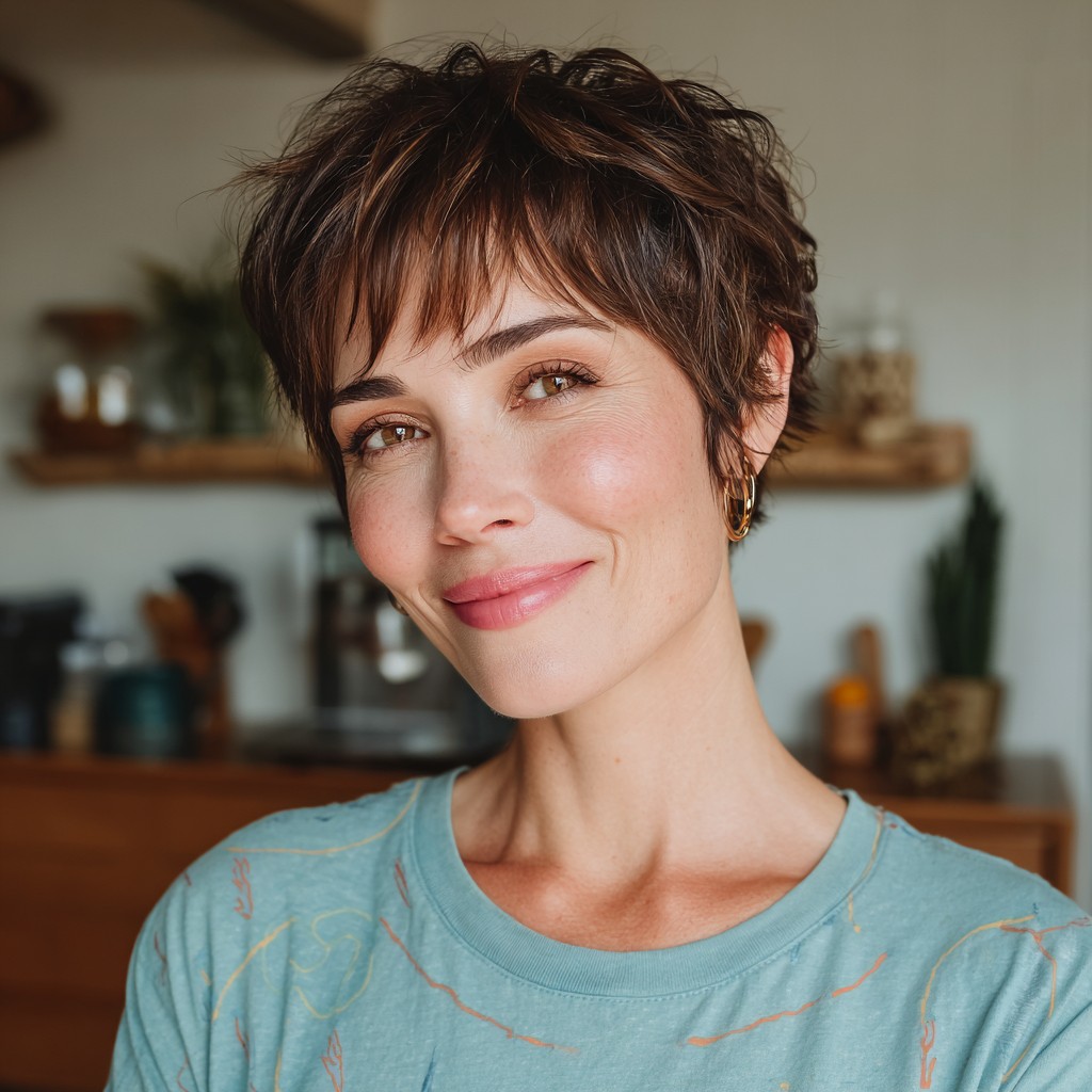 Textured Layered Pixie with Subtle Highlights