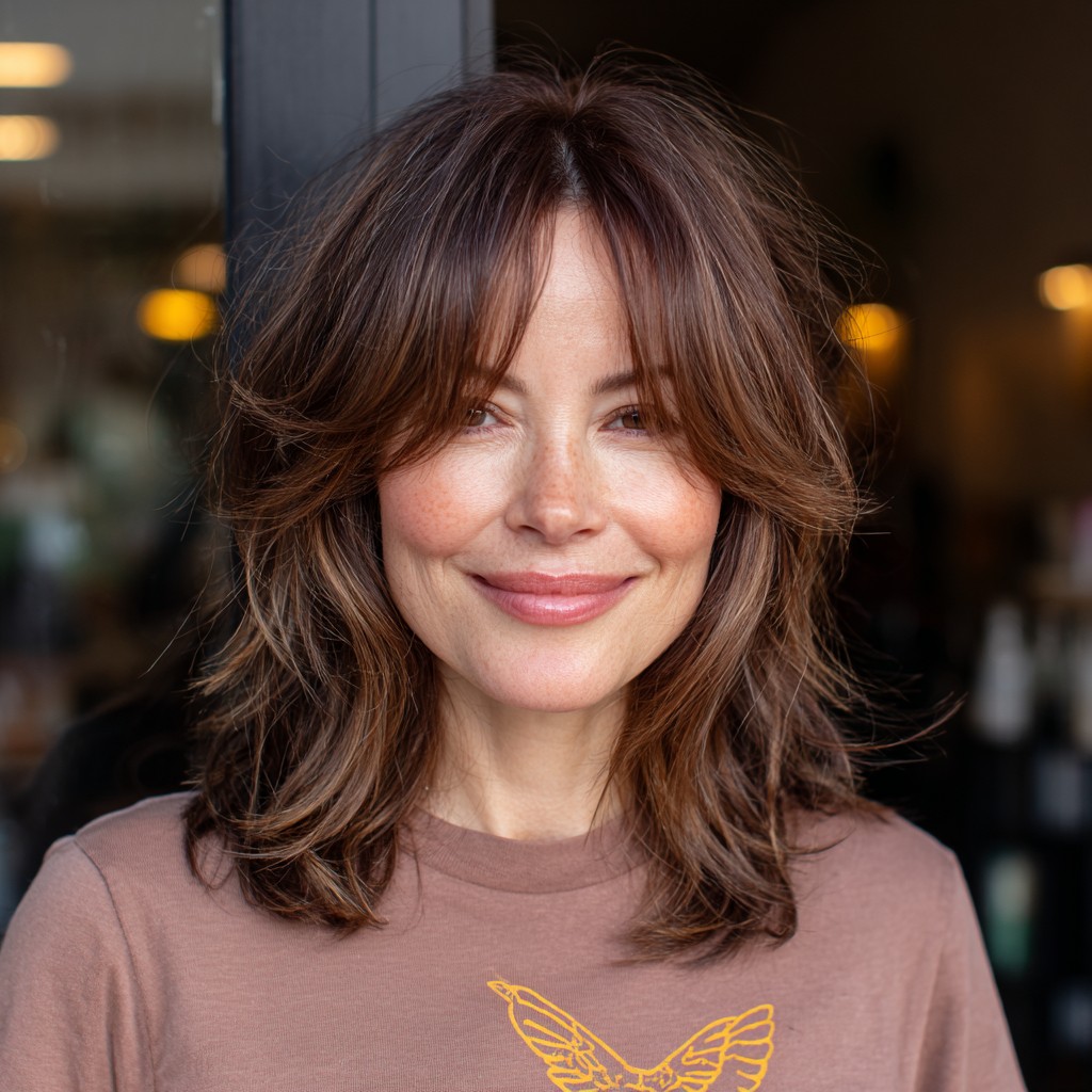 Textured Medium-Length Cut with Face-Framing Layers