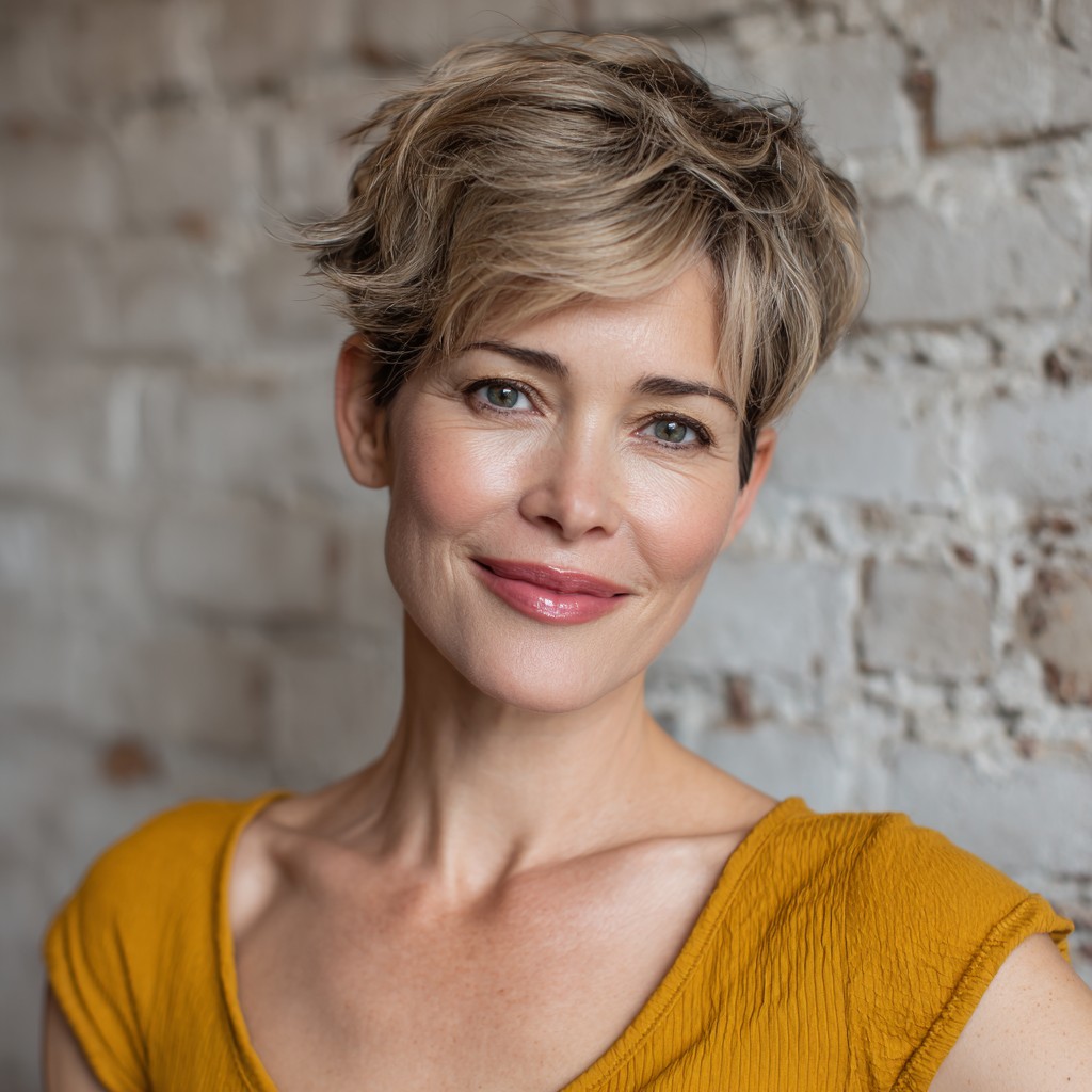 Textured Pixie Cut with Soft Highlights