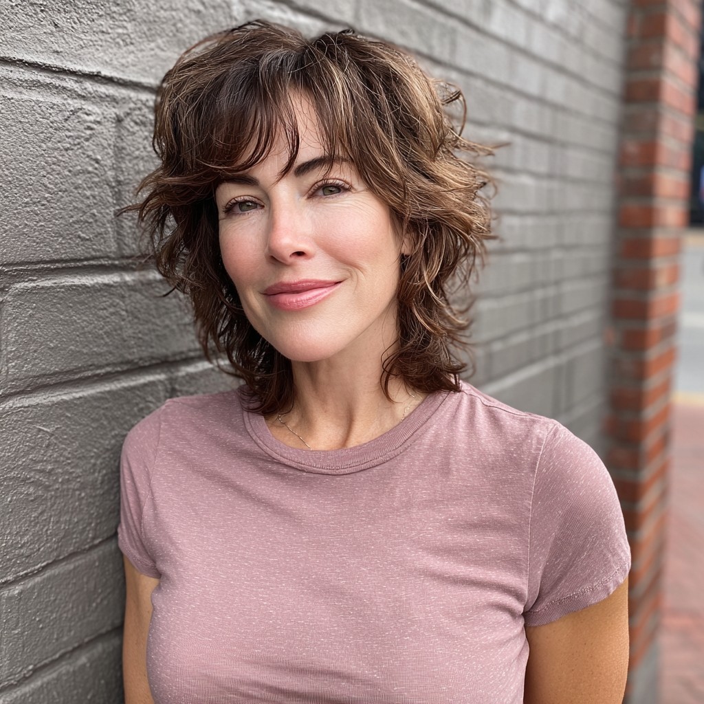 textured shaggy crop with soft bangs