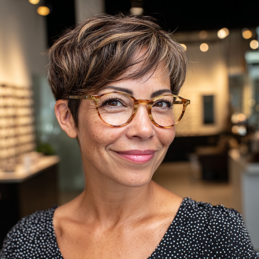 Textured Short Pixie with Subtle Highlights