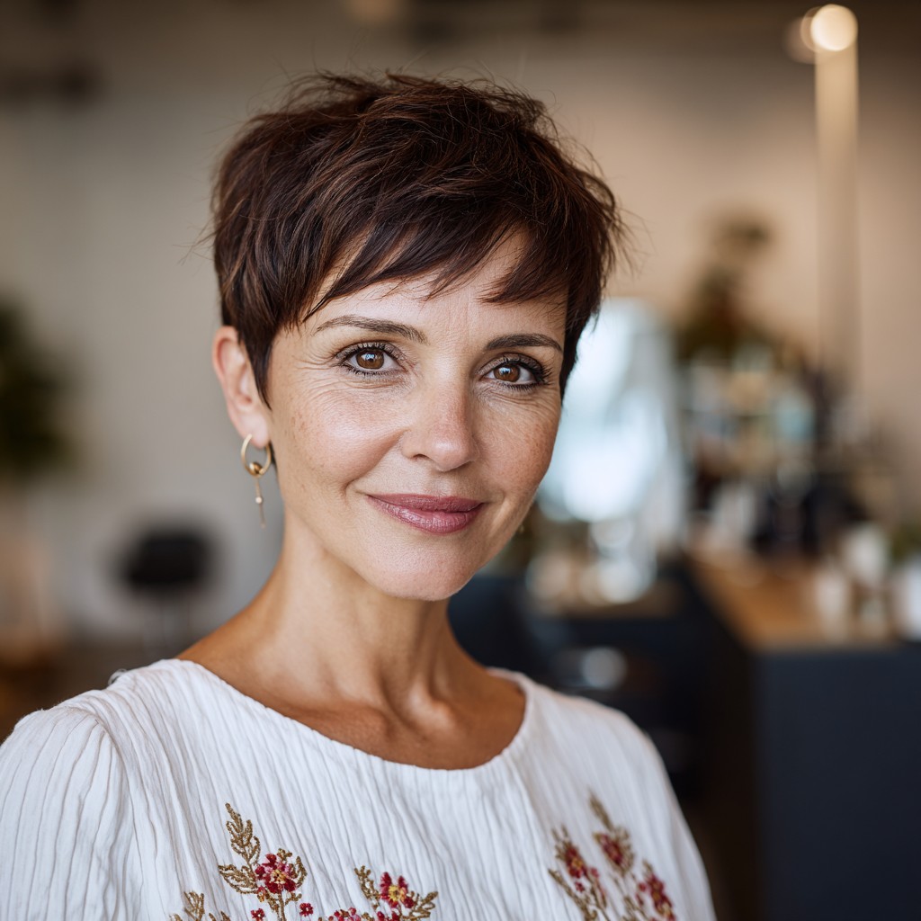 Textured Short Pixie with Subtle Movement