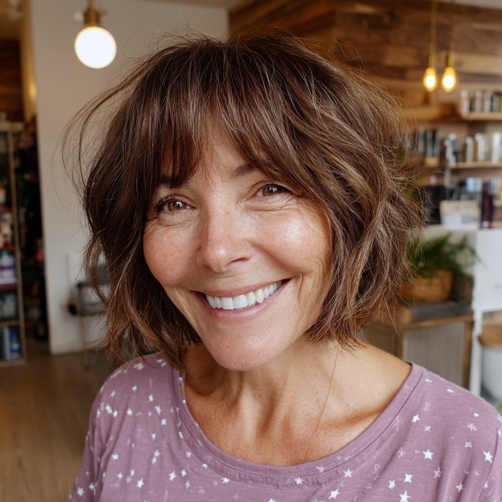 Charming Textured Bob with Soft Bangs