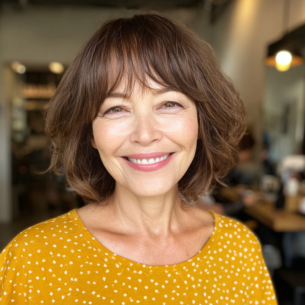 Chic Curly Bob with Subtle Face-Framing Layers