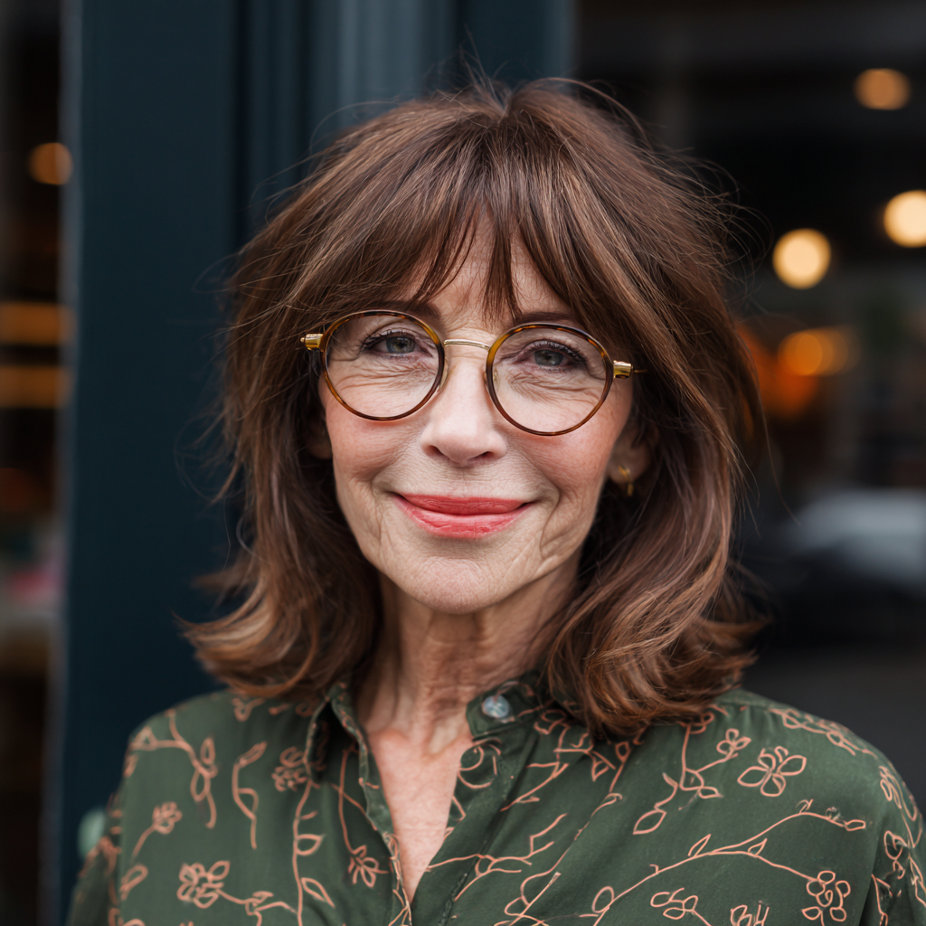 Chic Layered Cut with Soft Face-Framing Bangs