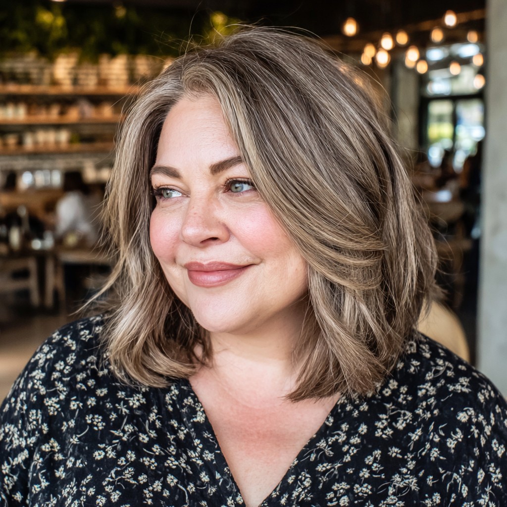 Chic Textured Lob with Soft Highlights