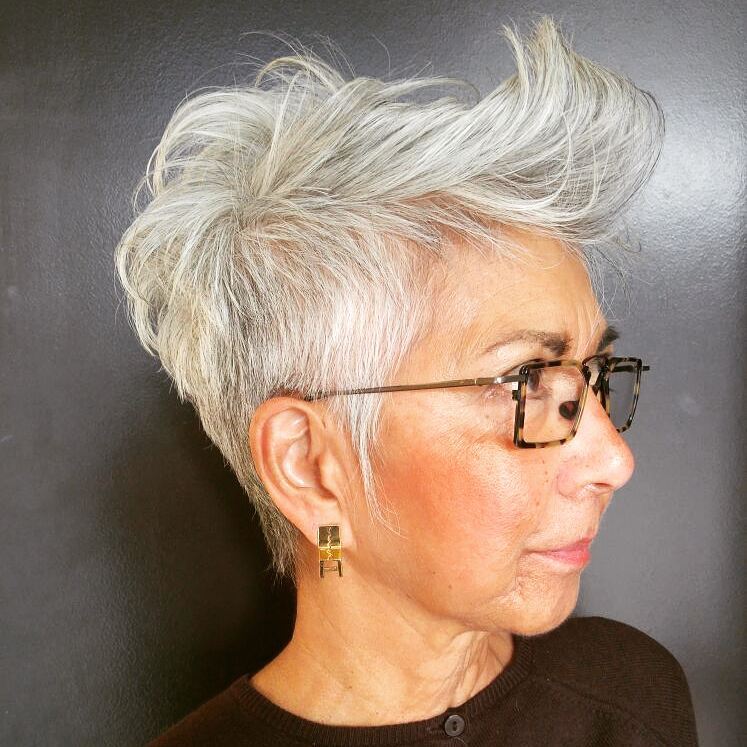 Chic Textured Silver Pixie with Height