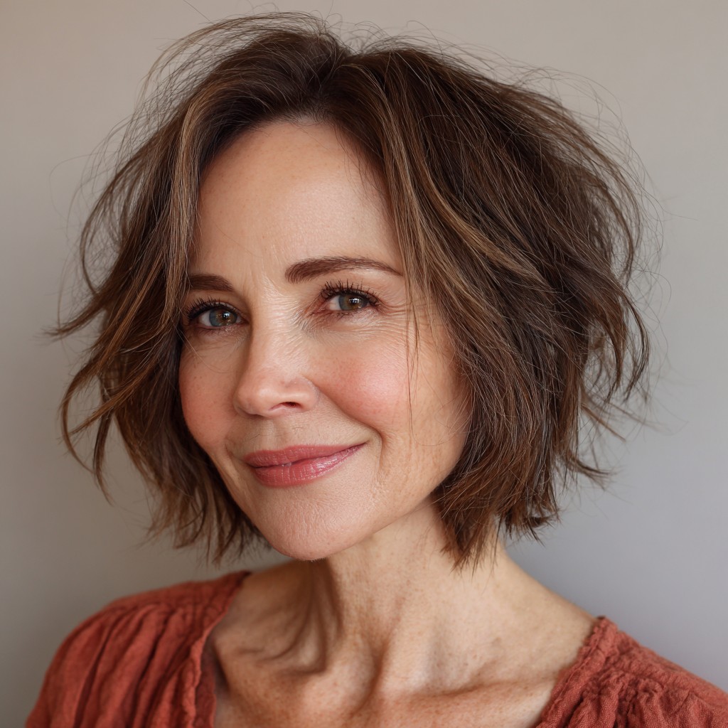 Effortlessly Textured Bob with Subtle Highlights