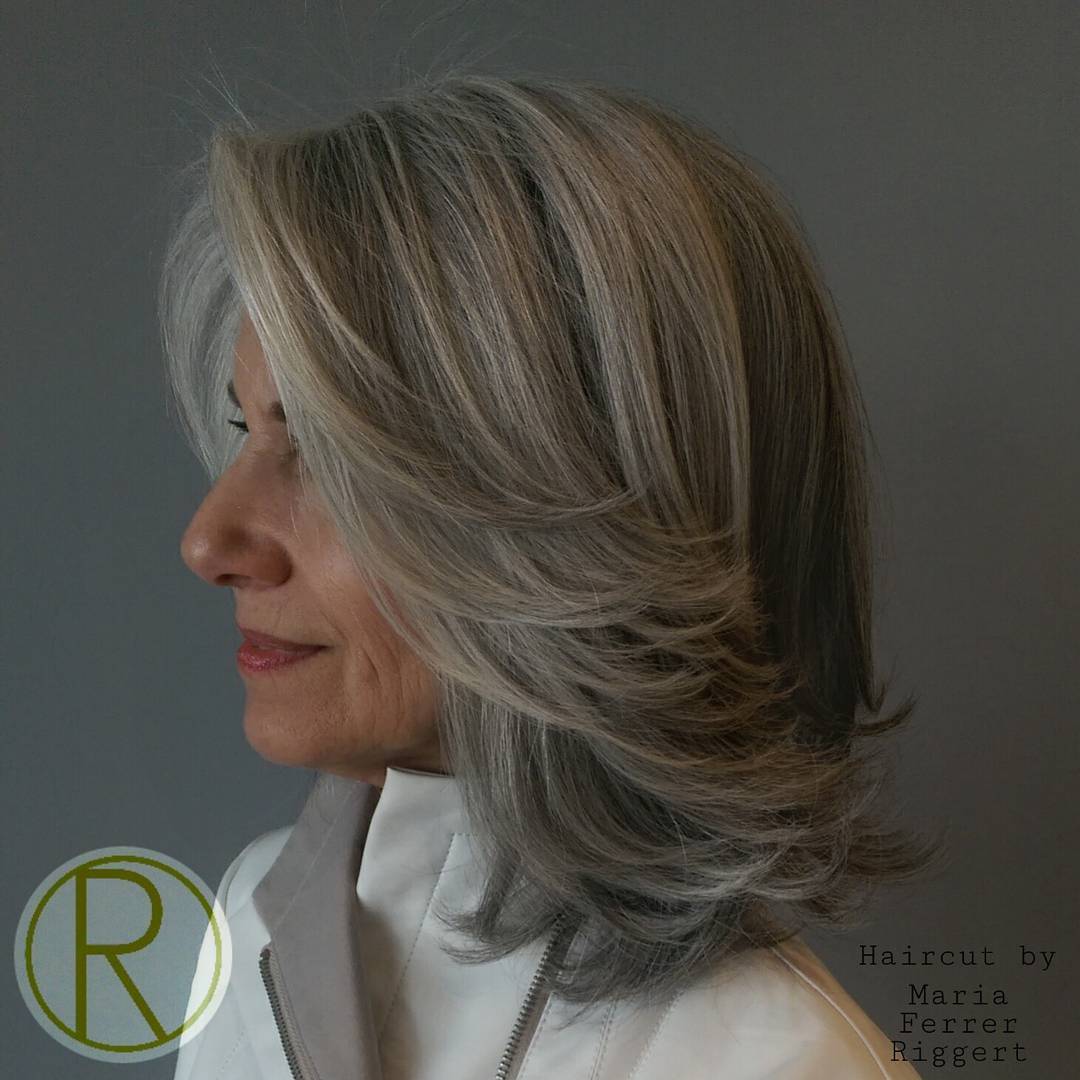 Elegant Softly Layered Silver Haircut