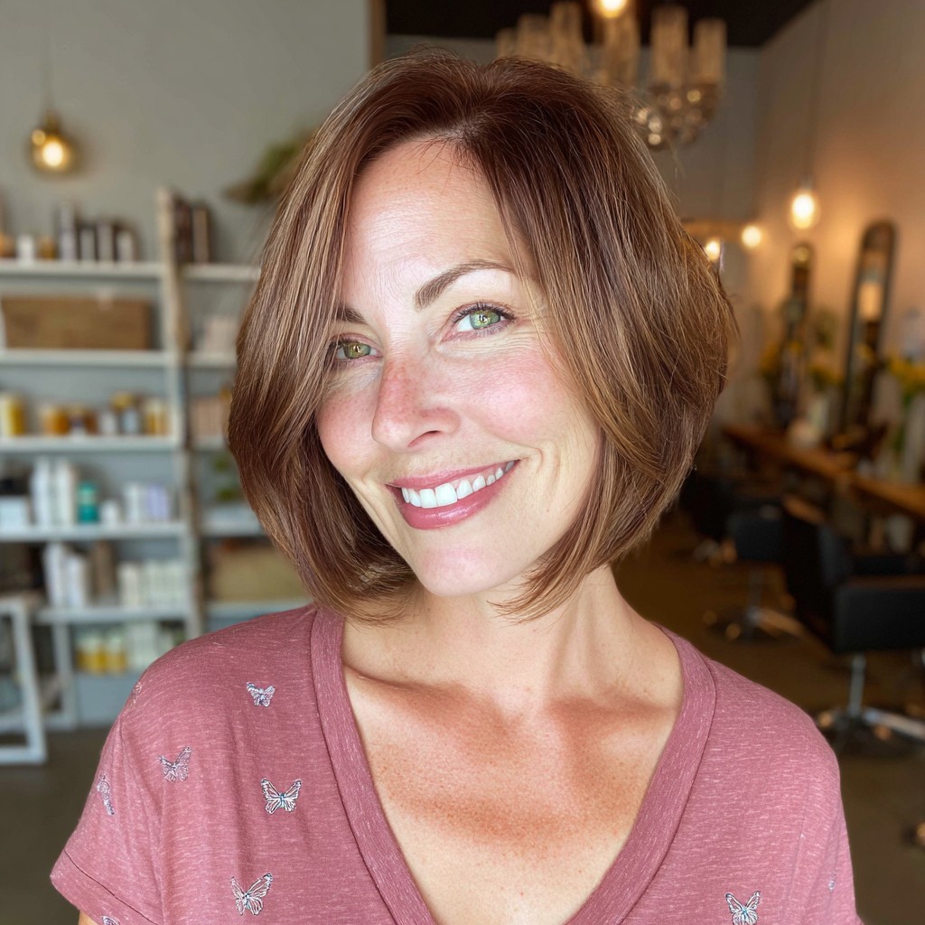 Modern Angled Bob with Subtle Warm Highlights