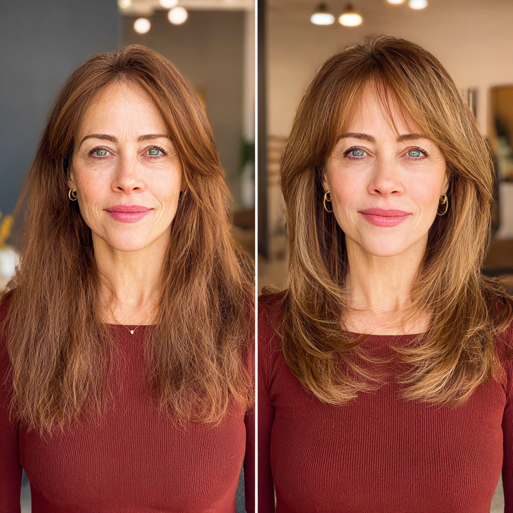 Sleek Layered Cut with Subtle Face-Framing Highlights