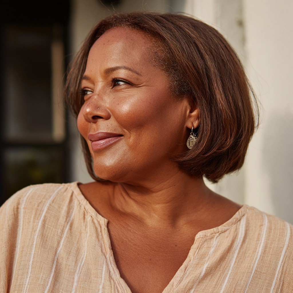Sleek Mid-Length Bob with Subtle Warm Highlights