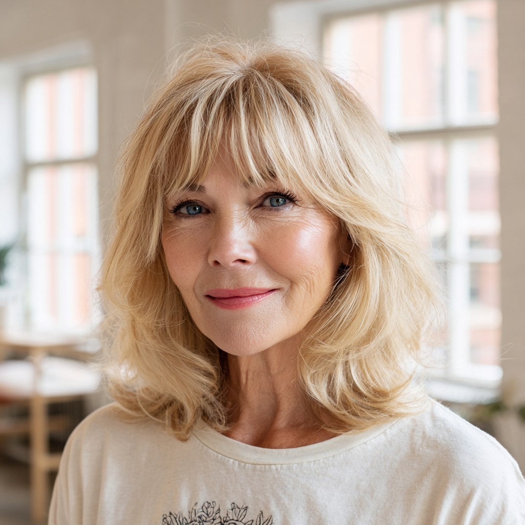 Soft Feathered Layers with Gentle Bangs