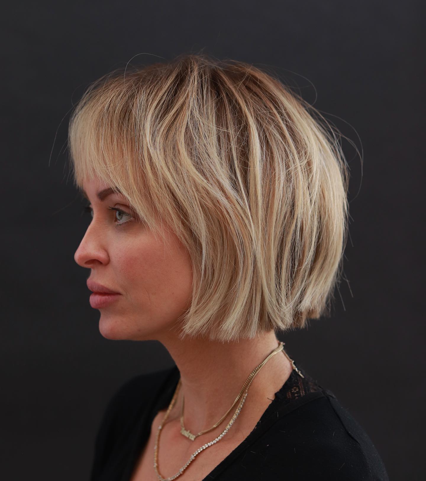 Soft Textured Bob with Face-Framing Bangs