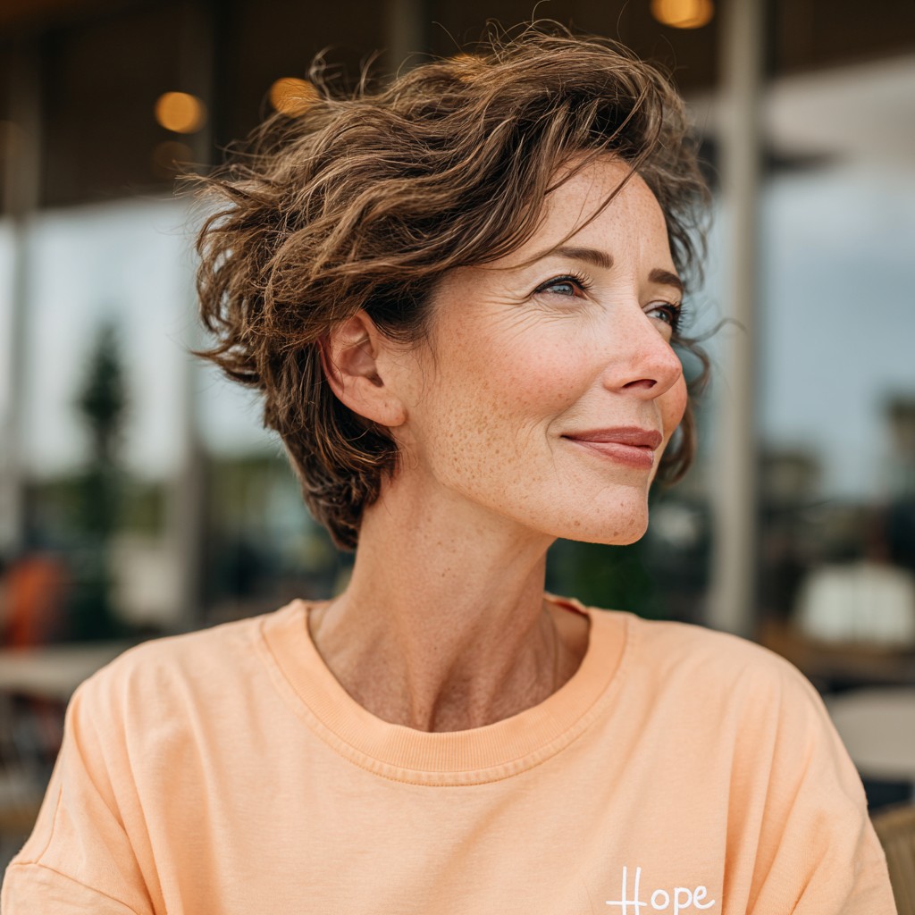 Textured Curly Crop with Soft Layers