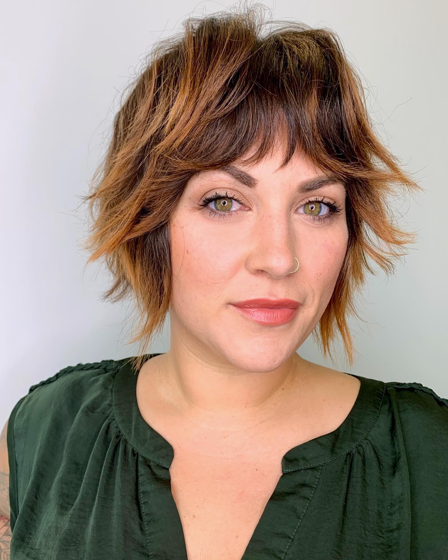 Textured Short Bob with Layered Bangs
