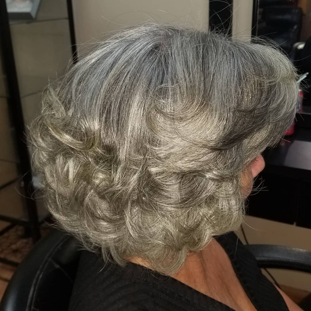 Textured Silver Curly Bob
