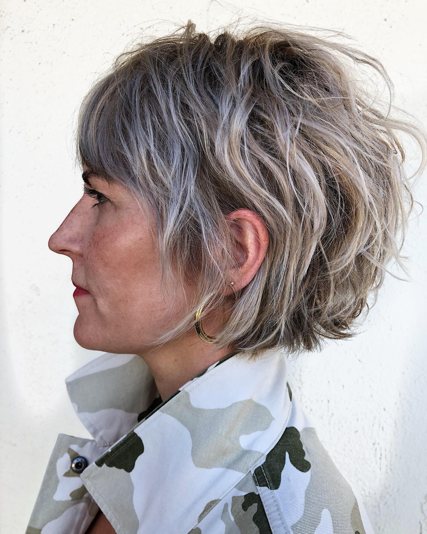 Textured Silver Pixie with Playful Waves