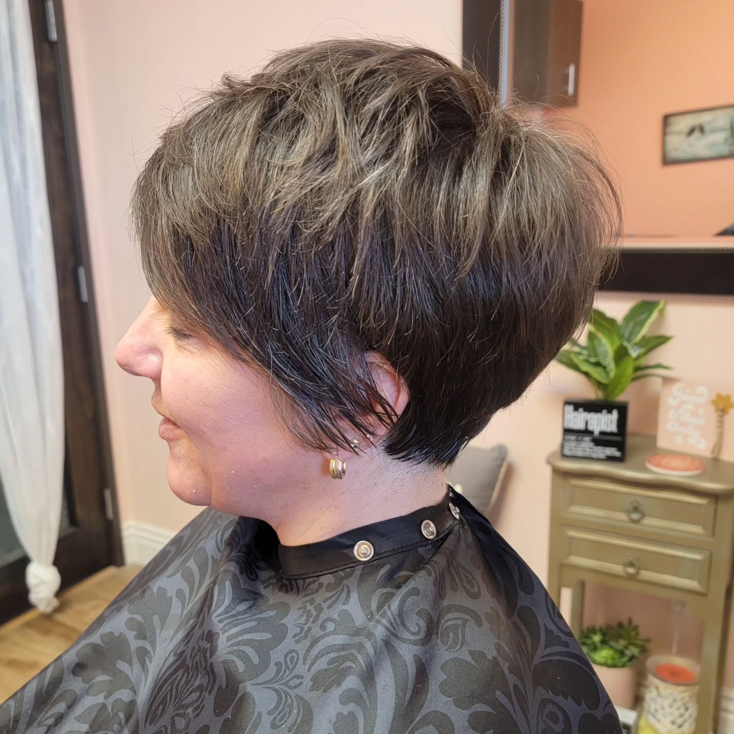 Textured Tousled Pixie Bob with Subtle Silver Highlights