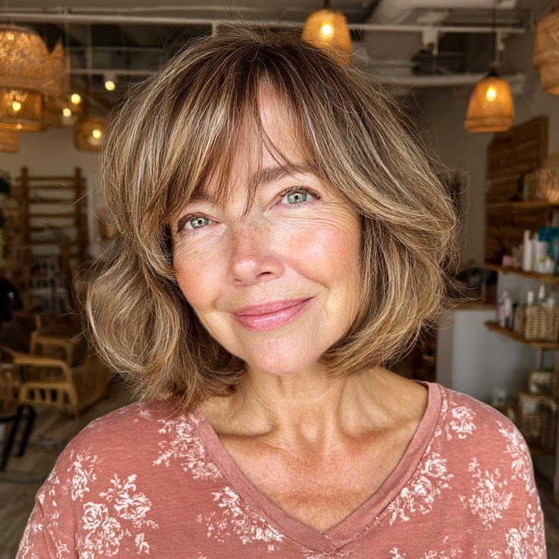 Charming Soft Layered Bob with Long Bangs