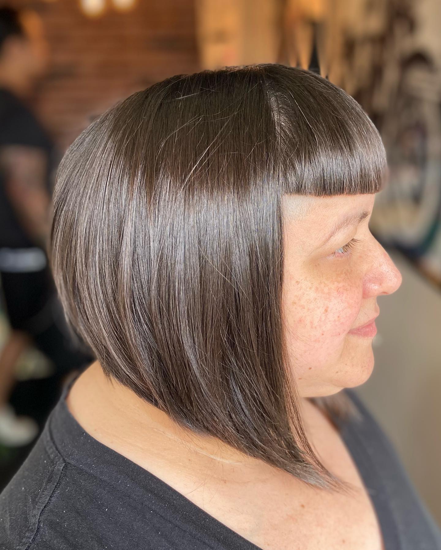 Chic Blunt Bob with Bold Fringe