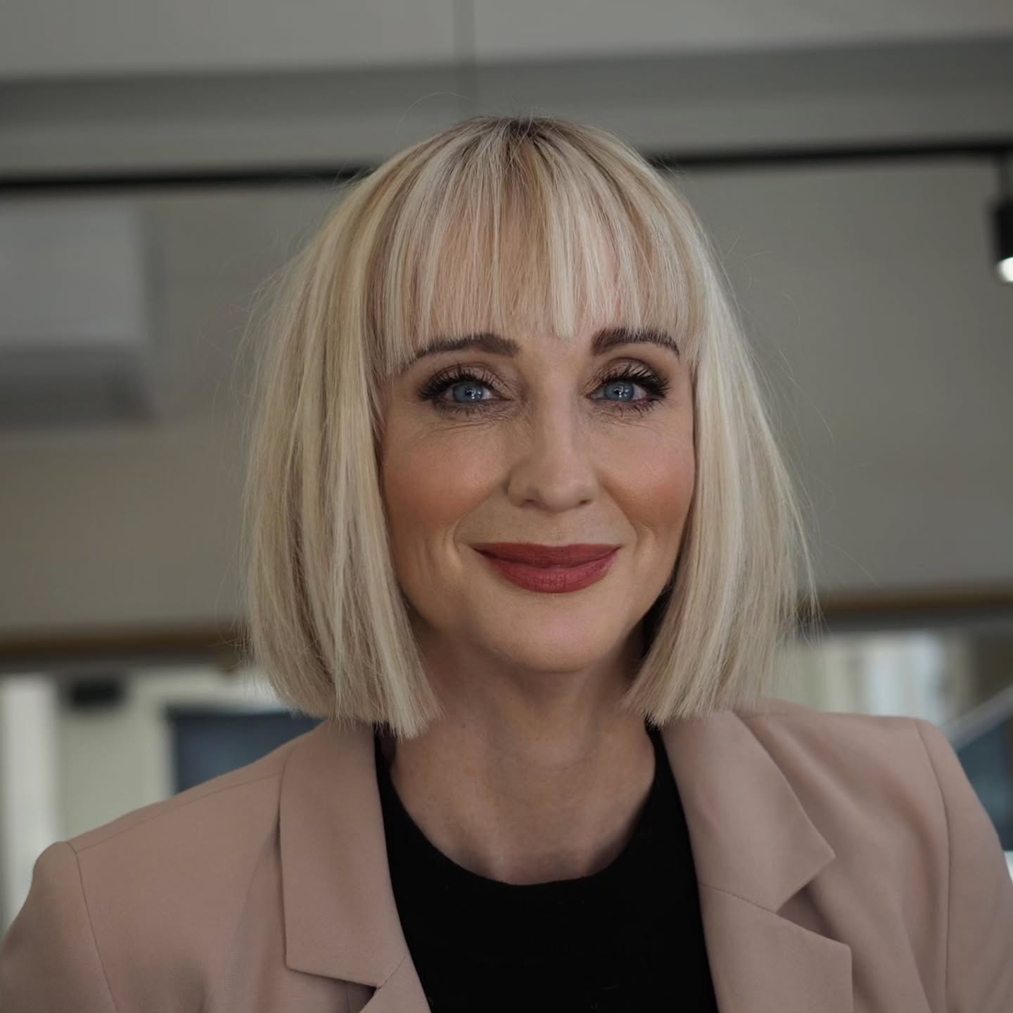 Chic Blunt Bob with Soft Fringe