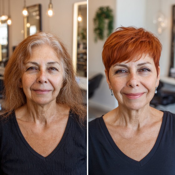 Chic Copper Undercut Pixie with Soft Layers