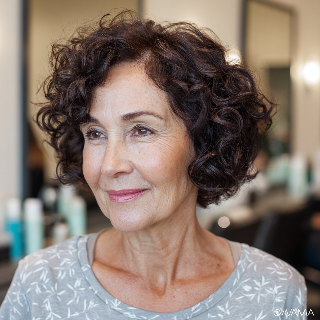 Chic Curly Floating Bob with Soft Layers