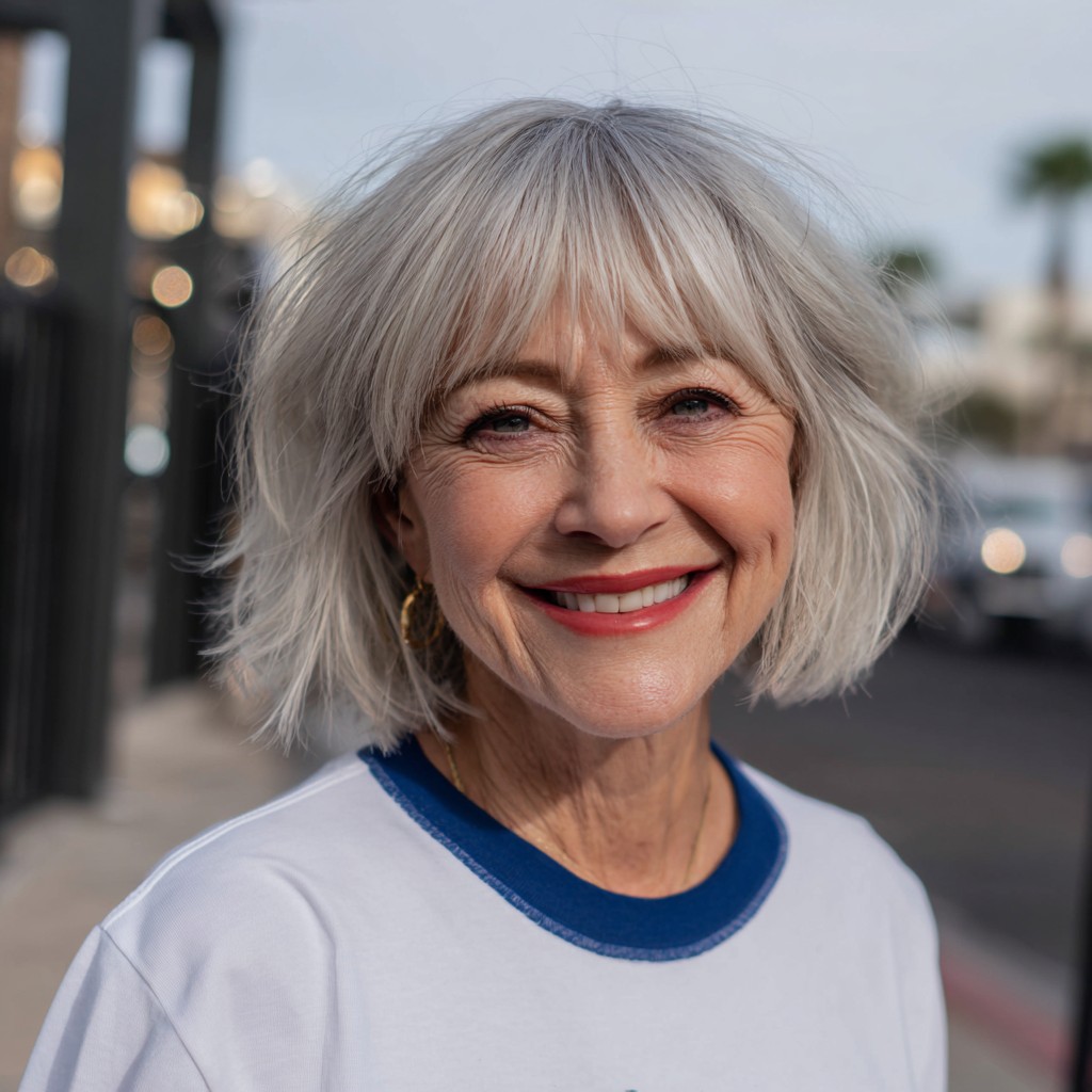Chic Feathered Shaggy Bob with Subtle Highlights