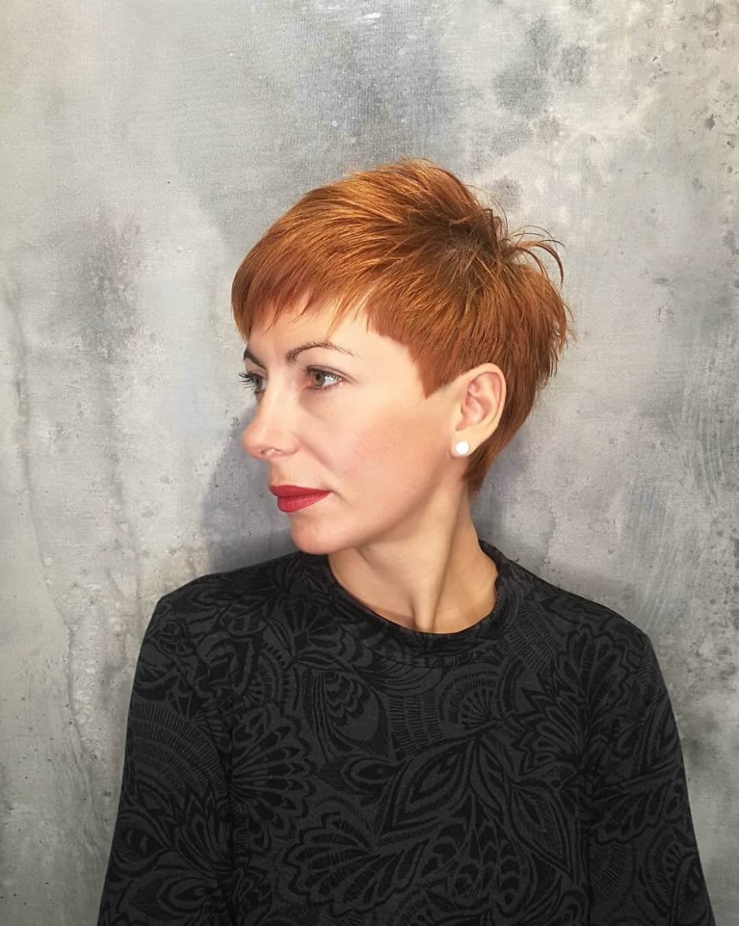Chic Textured Copper Pixie Cut