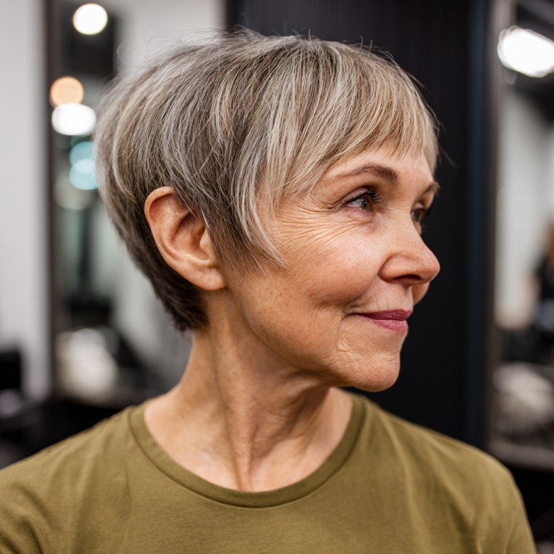 Chic Textured Pixie Cut with Light Brown Highlights