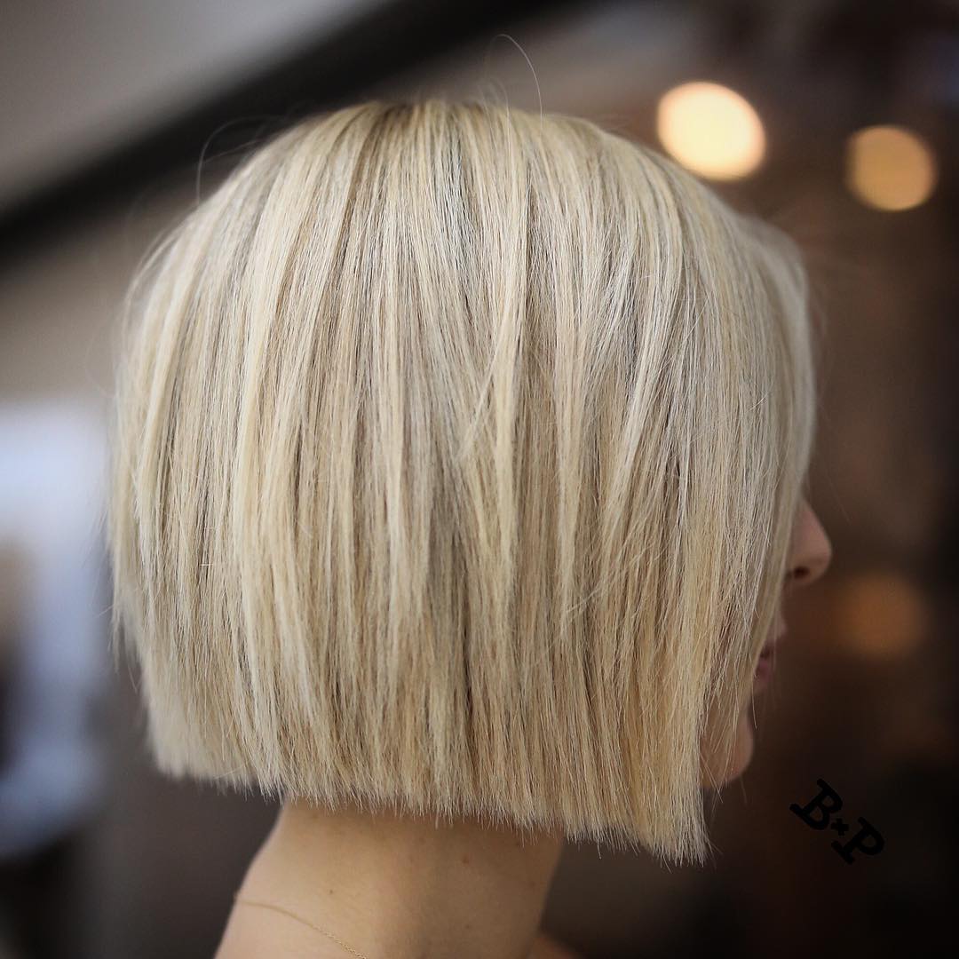 Choppy Blunt Bob with Soft Blonde Highlights