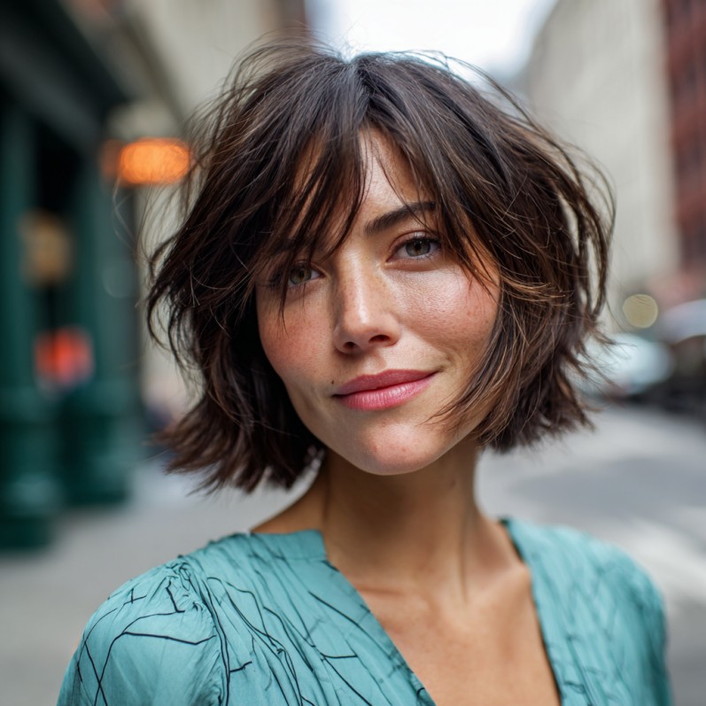 Dynamic Choppy Bob with Layered Bangs