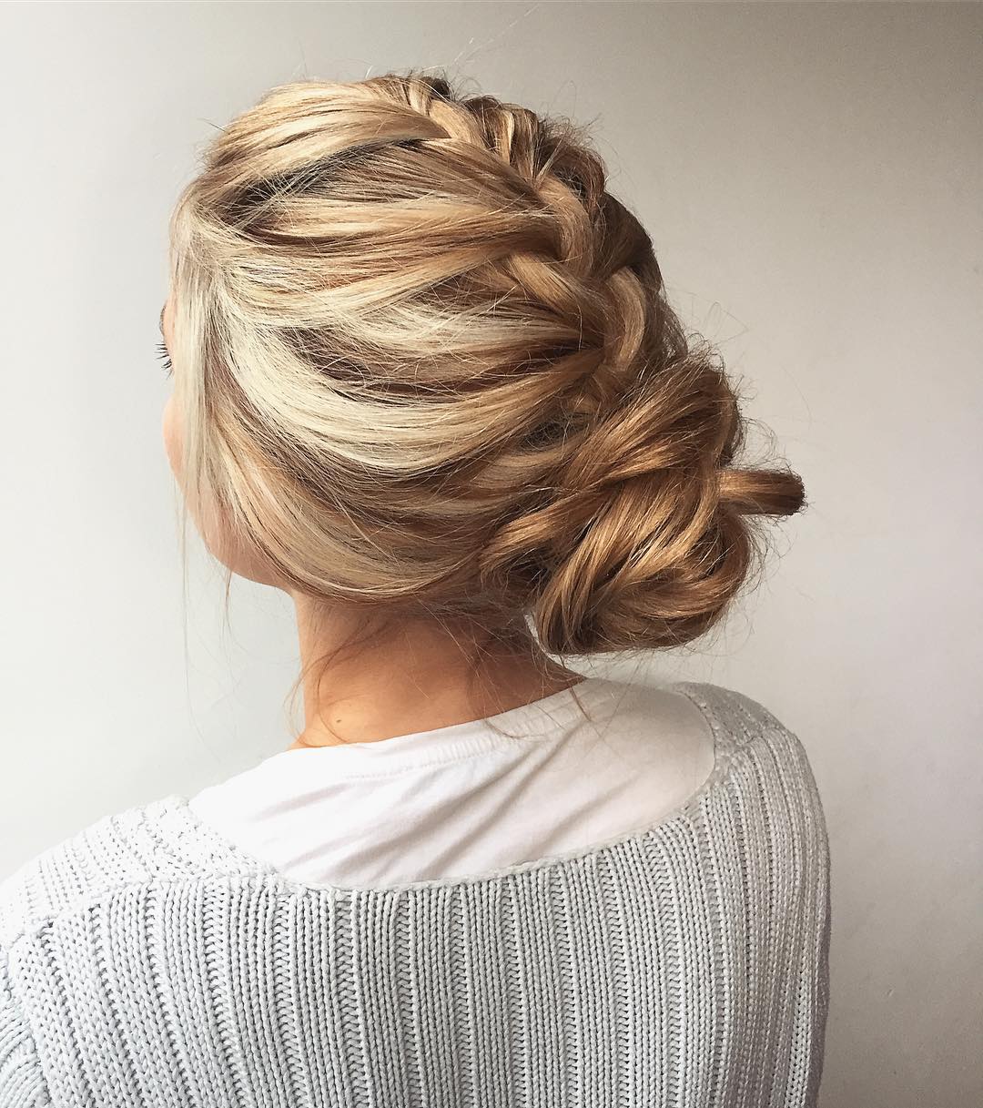 Elegant Braided Updo with Soft Twists