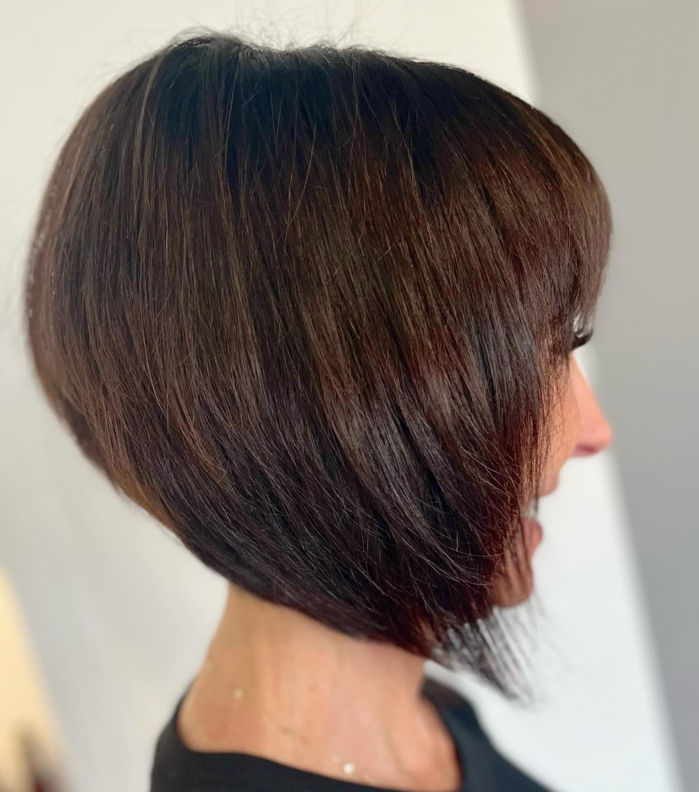Elegant Chocolate Stacked Bob with Subtle Undercut