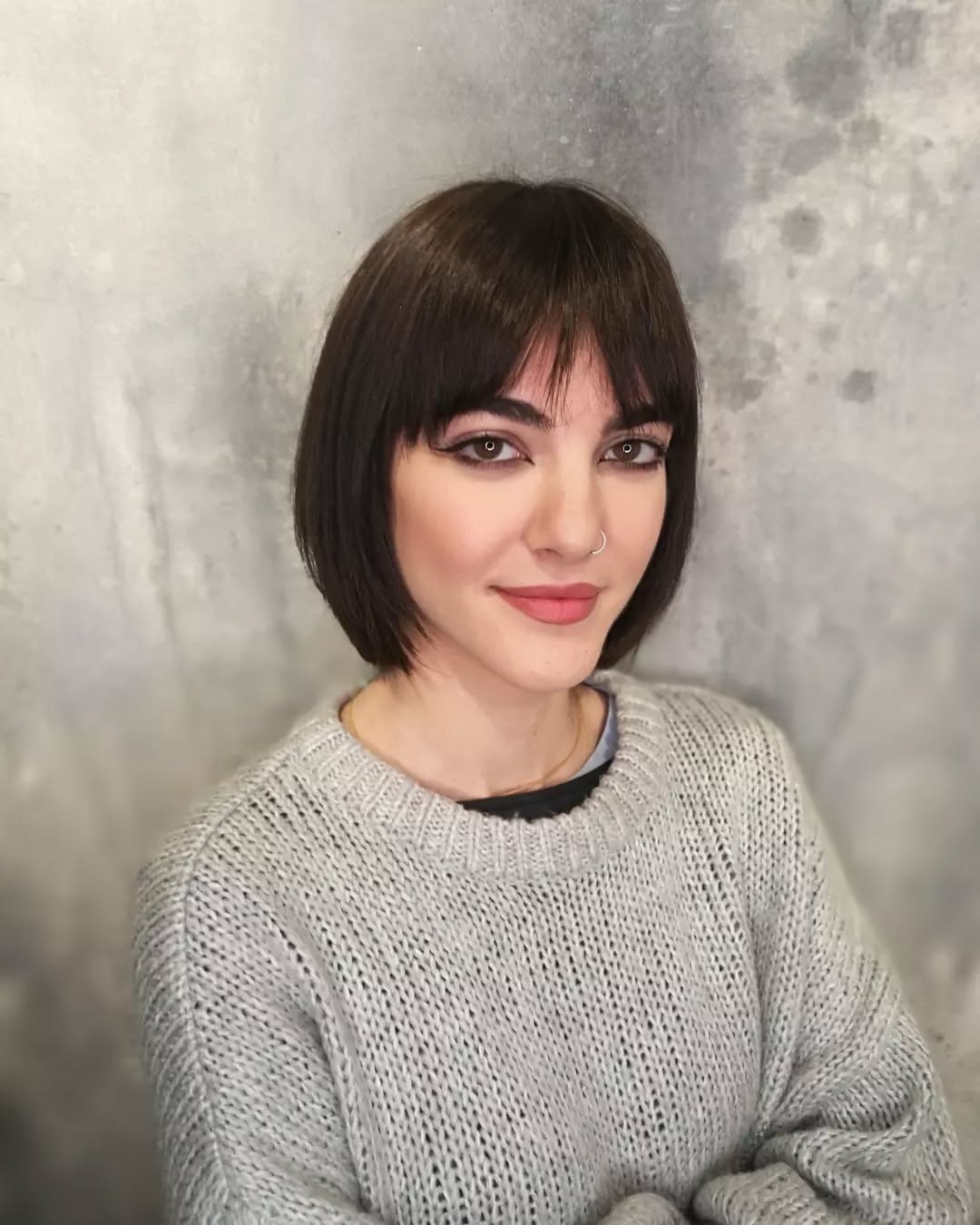 Modern Blunt Bob with Subtle Side Bangs
