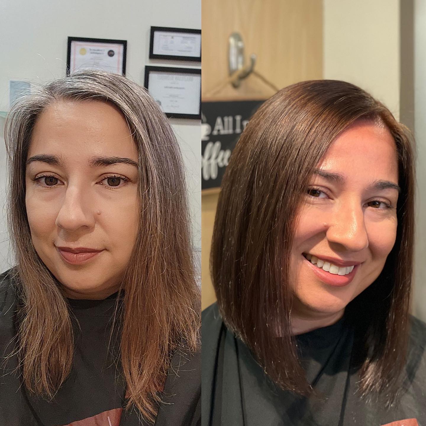 Modern Chocolate Blunt Slope Bob with Subtle Shine