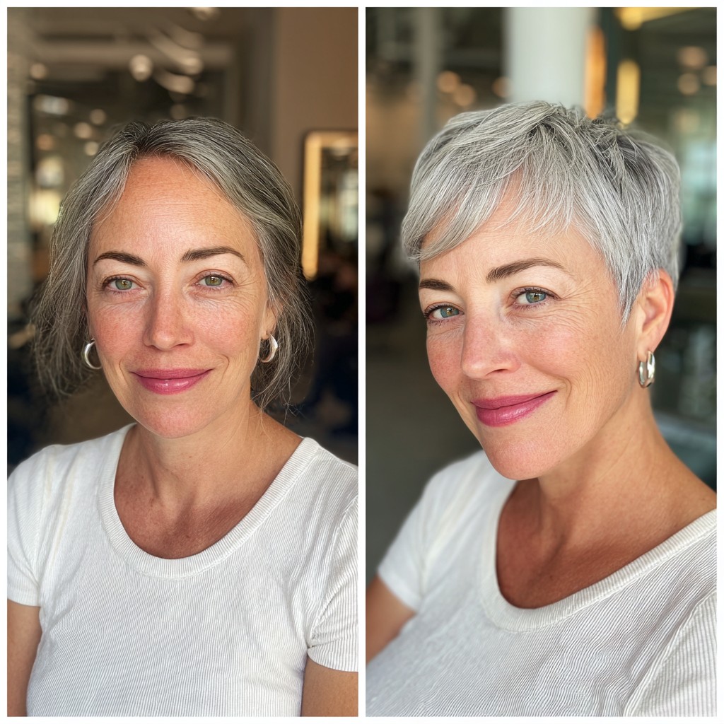 Modern Silver Textured Pixie Cut