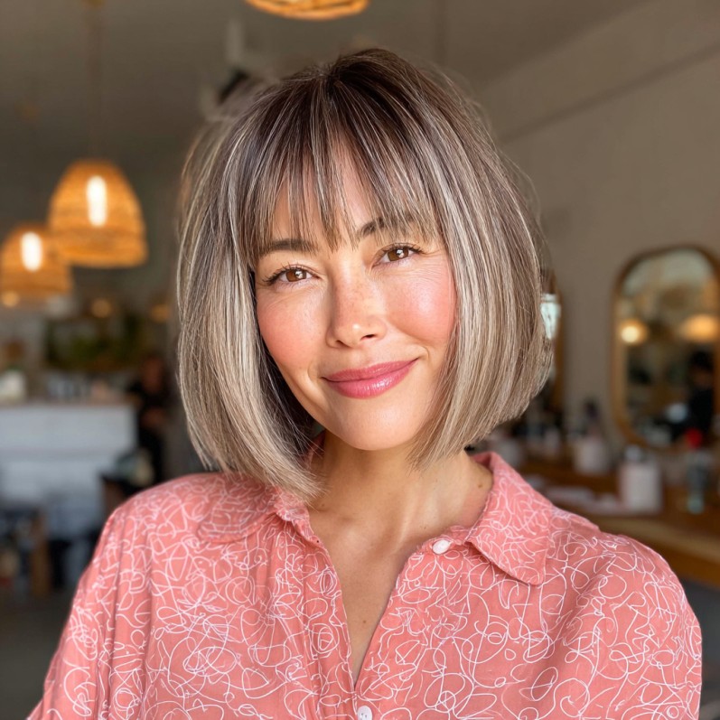 Modern Textured Bob with Sharp Bangs