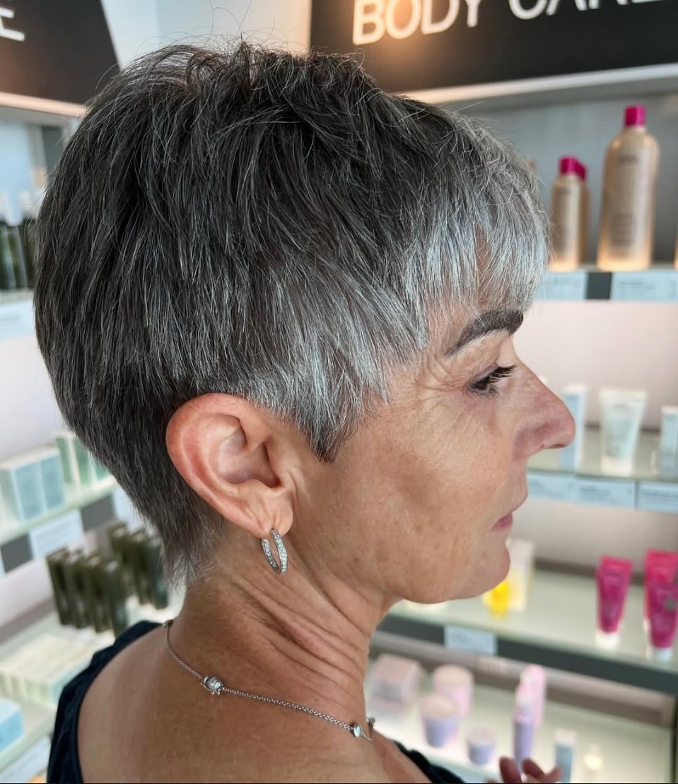 Modern Textured Silver Pixie with Defined Layers