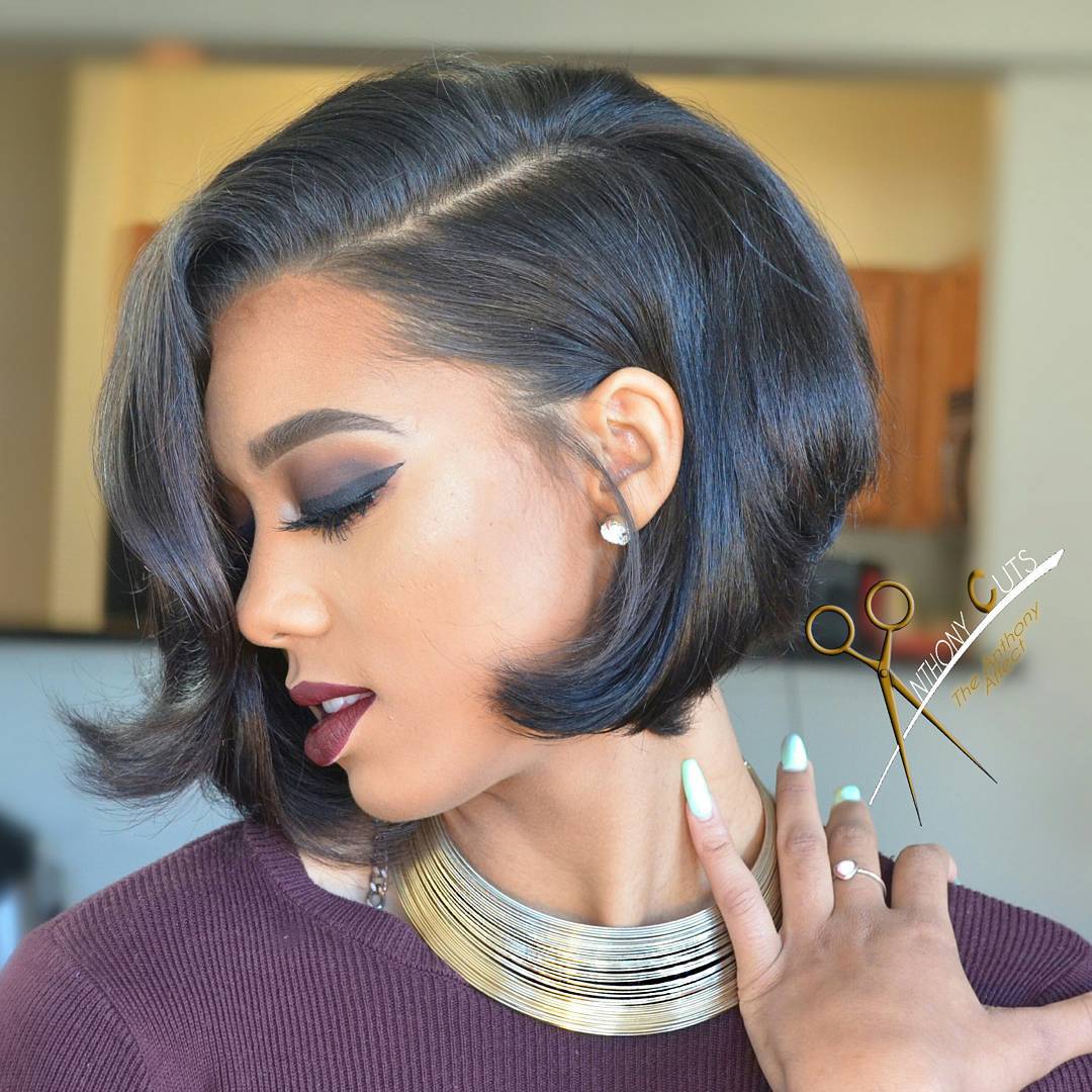 Sleek Asymmetrical Bob with Soft Waves