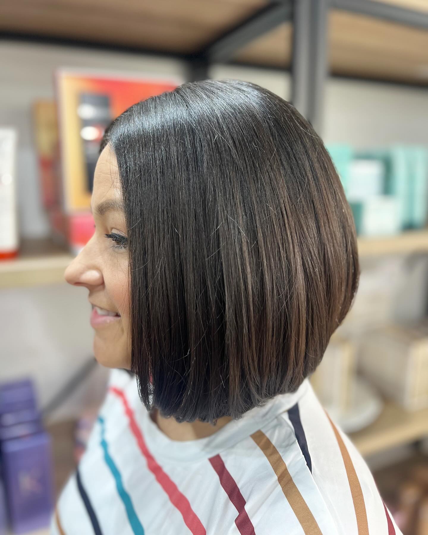 Sleek Blunt Bob with Subtle Brown Undertones