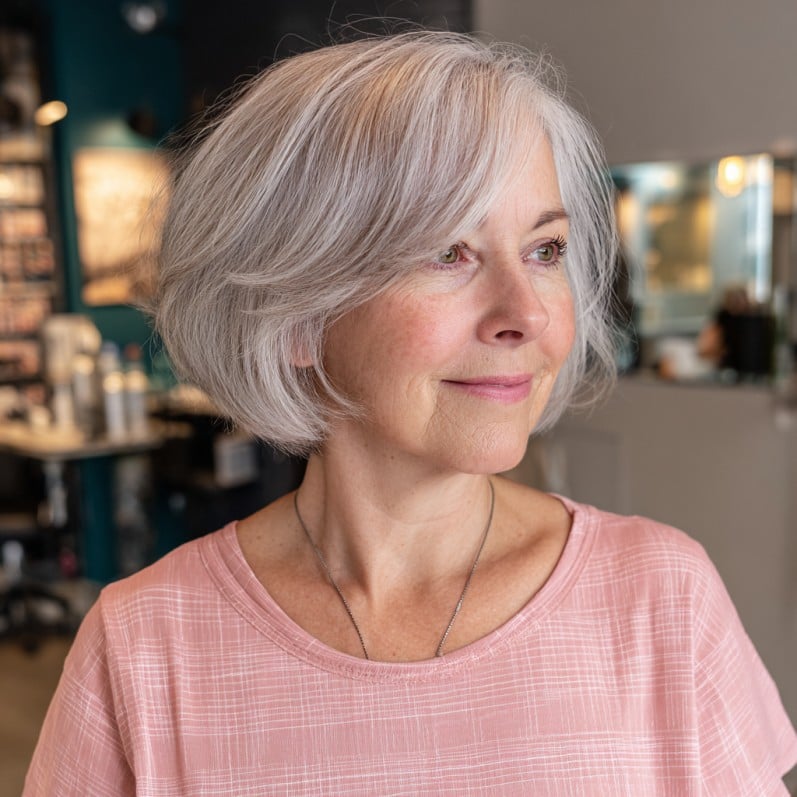 Soft Textured Bob with Side-Swept Bangs