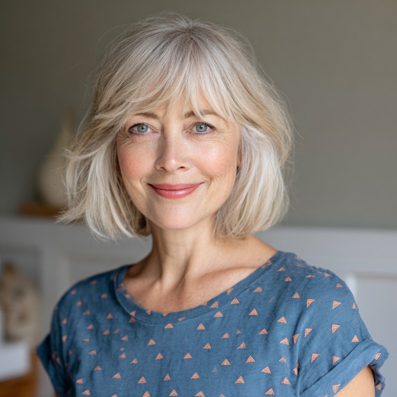 Soft Textured Bob with Wispy Bangs